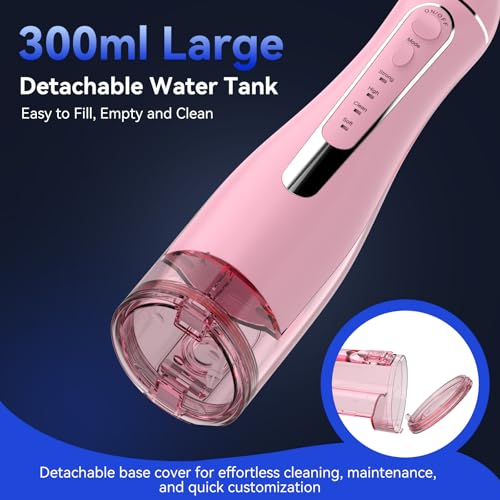 Water flossers for Teeth Pick, Portable Oral Irrigator Dental with 4 Modes 5 Jet Tips, IPX7 Rechargeable Water Tooth Flosser for Braces Sensitive Gum Care,300ml Tank for Home Travel Use