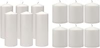 Vista 1 de Stonebriar Velas de pilar sin perfume de 18 horas de larga duración, 3 x 8, blancas y 35 horas de combustión sin perfume, 3 x 4, color blanco