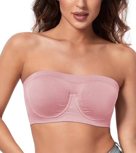 Image of HACI Women's Non Padded Strapless Bra Underwire Bandeau Seamless Multiway Supportive Tube Top