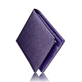 [Alivern] 財布 メンズ 2つ折り 本革 薄い 小銭入れ RFID＆磁気スキミング防止 一流の財布職人が作る 二つ折り財布 ふたつおり サイフ コンパクト 軽い 紳士用 (パープル)