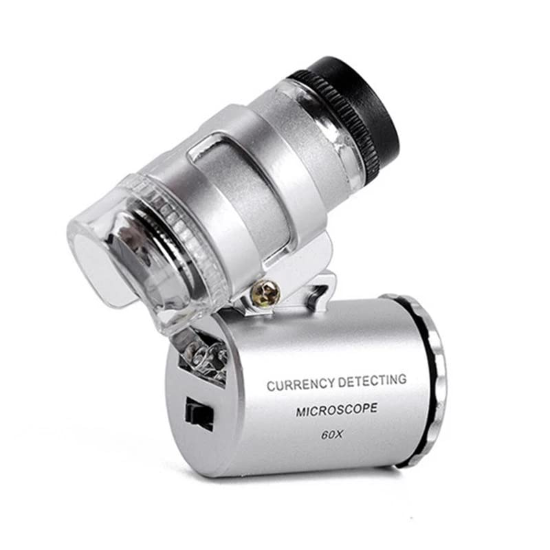 Loupe 60X mini microscope de poche à éclairage LED UV intégré