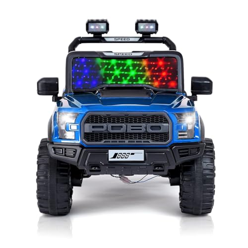 Image of Kawaii Kids Urban POBO 12V Battery Operated Ride-On SUV for Kids with Parent Remote Control, Big Size Electric Car, Bluetooth, LED Lights & Rechargeable Battery, Boys & Girls Age 2-8 Years (Blue)