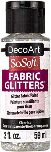 Deco Art SoSoft Fabric Glitters Acrylic Paint 2oz-Clear Ice-White
