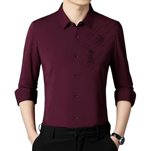 Camisa de manga larga estampada entallada antiarrugas de moda formal