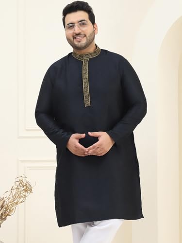 Image of SOJANYA Plus(Since 1958), Men's Silk Blend Self Design ONLY Long Kurta