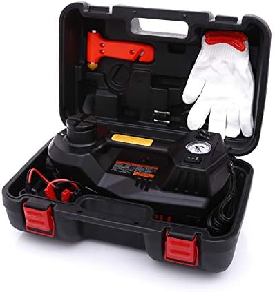 Trihelper Car Jack Hydraulic Jack – 5 Ton Electric Car Jack Stand Three in One Car Jack Kit for Sedans SUV Car Lift Floor Jack for Tire Change and Road Emergencies with Integrated Tire Pump (Black)