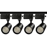 JWJ Lámpara de Riel de Techo, 4 Focos LED Orientables 7W (28W), Luz Cálida 3000K, Spot LED Negra Moderna para Cocina y...