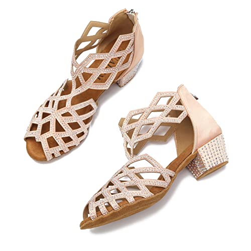 Image of Women's Ballroom Rhinestone Dance Shoes, Latin Salsa Bachata Practice Performance Dancer Shoes