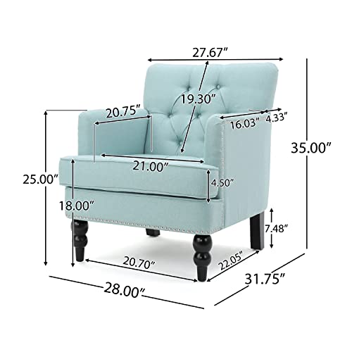 Christopher Knight Home Malone Fabric Club Chair, Light Blue 29.5D x 28W x 33.5H Inch - Image 3
