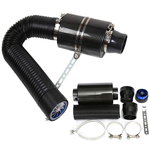 3" Black Car Forced Cold Air Filter Feed Enclosed Intake Induction Pipe Hose Kit Universal Car 3" Cold Air Filter Feed Enclosed Induction Intake Pipe Hose Kit Black Car Carbon Fibre Air Filter