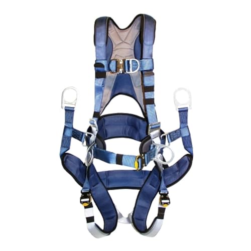 3M DBI-SALA ExoFit 1108657 Tower Climbing Harness, Front/Back/Side D-Rings, Belt/Back Pad, Seat Sling w/Position D-Rings, QC Buckles, X-Large, Blue/Gray