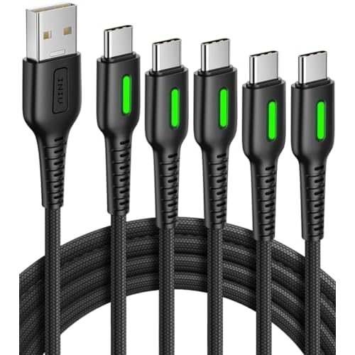INIU USB C Charger Cable, [5Pack, 3.1A] USB to USB C Cable, Type C Charger Cable Fast Charging QC 3.0 for iPhone 15 Pro Max Plus Samsung Galaxy S21 S20 S10 A12 A40, Huawei P30 P40, Xiaomi, P
