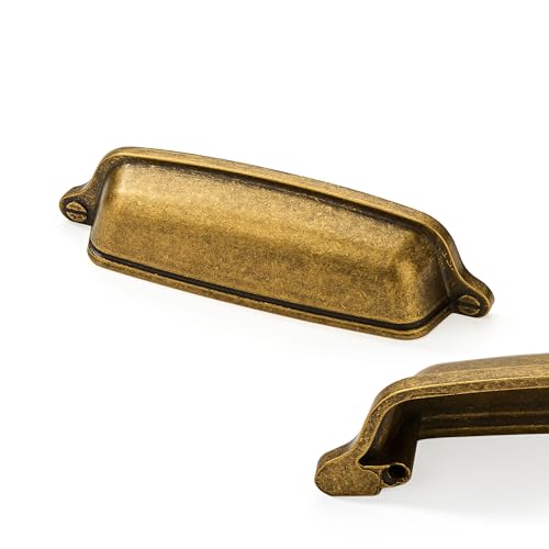 CABDM 10 Pack 3-3/4 inch (96mm) Antique Brass Cabinet Cup