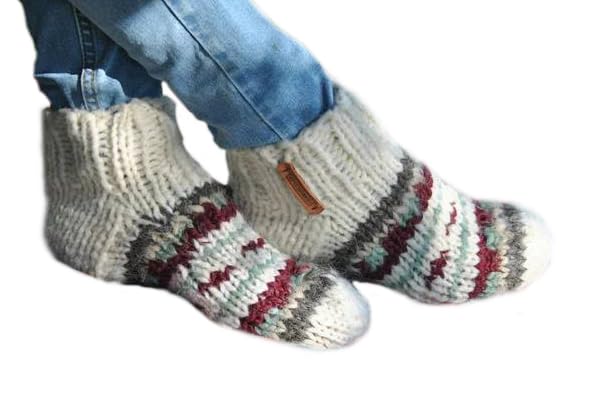 Cozy Cream Knitted Wool Socks - Short Length, 100% Natural Wool, Thoughtful Mom Gift from Ukraine