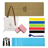 Enssy Yoga Matte Strater Set Blöcke Gürtel Springseil Widerstand Band Widerstand Schleife 7-in-1