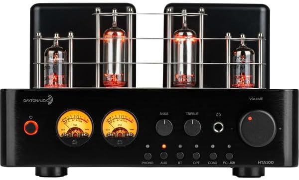 Miniatura 5 de Dayton Audio Paquete de escucha de vinilo premium con subwoofer de 10 pulgadas altavoces B652-AIR para estantería, amplificador HTA100, tocadiscos