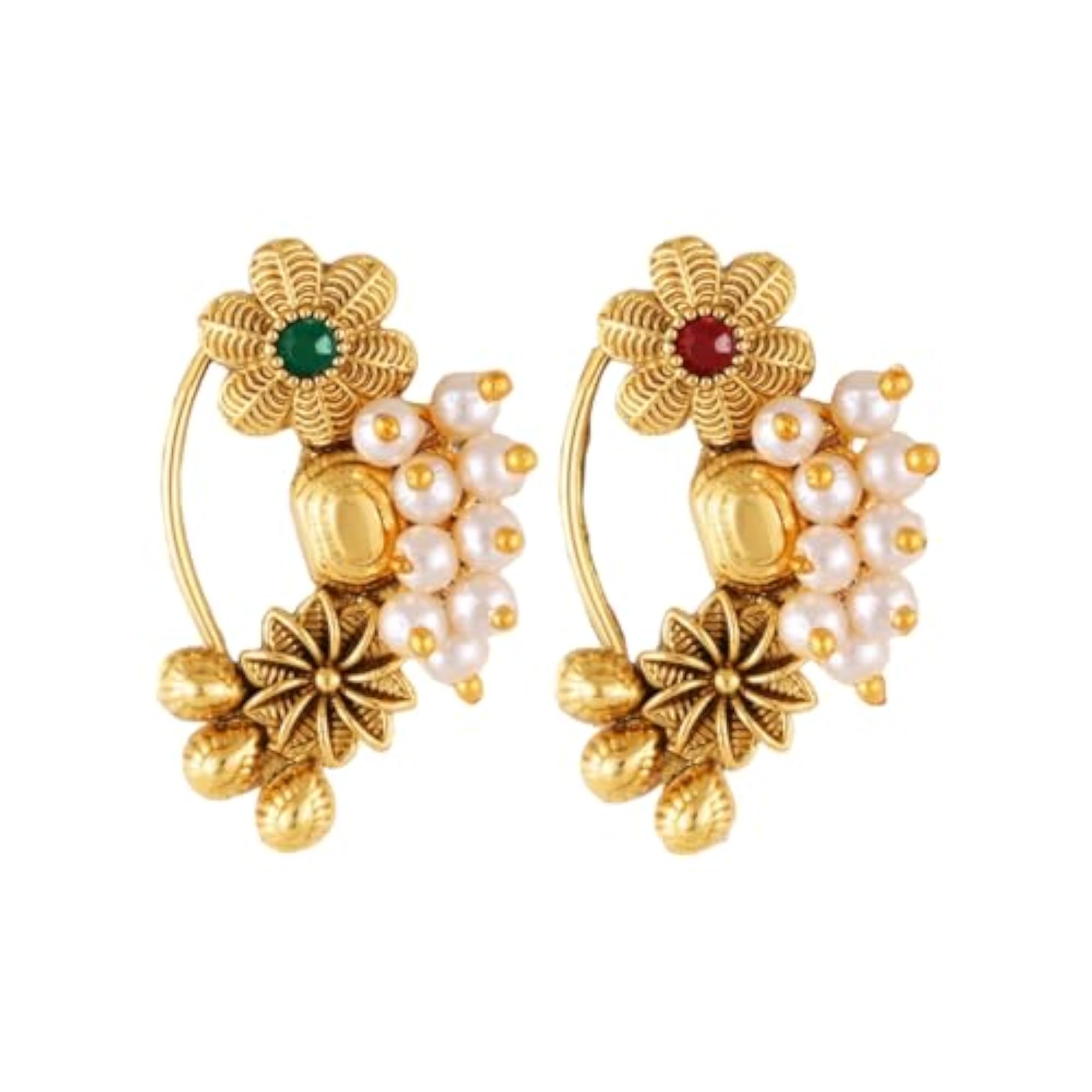 Maharashtrian Style Nath with Pearl Studding