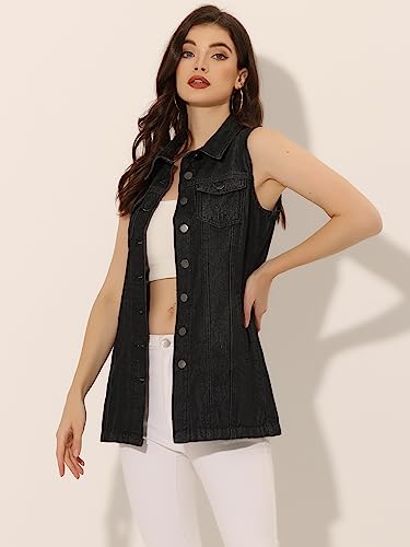 Gilet en jean pour sublimer une tenue veste noire sans manches