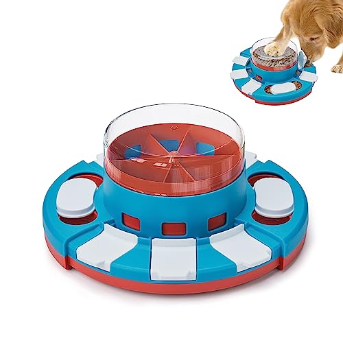Potaroma Dog Puzzle Toy 2 Levels, Slow Feeder for Large Small Dogs, Dog Food Treat Feeding Toys for IQ Training, Dog Entertainment Toys(Red Blue)