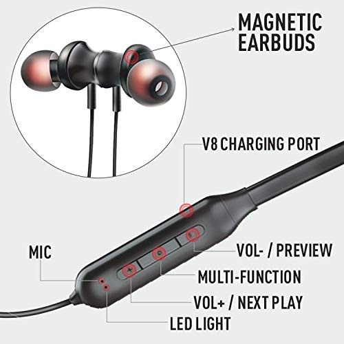 Image of UBON Bt-5100 Bass Factory Bluetooth Wireless in Ear Earphones with Mic with Hi-Fi Sound & Bass, Up to 10 Hours Playtime, 10Mm Driver & Magnetic, V5.0 (Black)