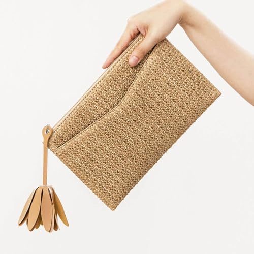 Image of BRYCTSISEN Women Straw Beach Clutch Purse Handbag Summer Elegant Vacation Style Shoulder Bag Crossbody Bag