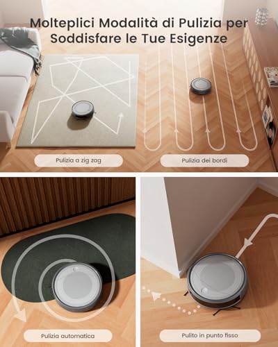 LEFANT M310 Robot Aspirapolvere 4500Pa,Evita Precisamente gli Ostacoli,Autonomia 180 Minuti,Wi-Fi/App, Antigroviglio Ideale per Peli di Animali Domestici, Peli e Pavimenti Duri,Grigio - Immagine 5