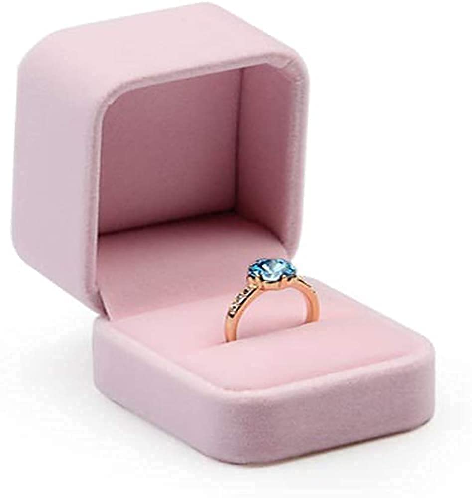 CFWSHJ Aksamitna biżuteria damska Pudełko na pierścionki Wisiorek Kolczyki Bransoletka Pudełko na naszyjnik Damskie różowe pudełko na prezent Pudełko na biżuterię na ladę (różowe)