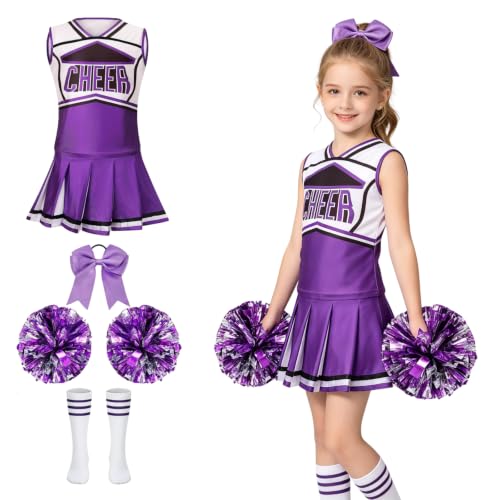 Girls Cheerleader Costume Cheerleading Uniform for Halloween Red 10-11Y