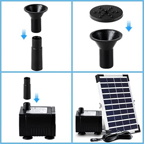 Solar Fountain Water Pump, 380L/H Floating Fountain Solar Pond Pump with 5W Solar Panel, 4 Nozzles, Water Pump for BirdBath, Water Cycling, Fish Pond, Garden Decoration - Image 3