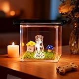 Personalisierte Holografische Haustierhaus mit Foto & Name, Digitaler Projektion Gedenkrahmen Gedenktafel Hund aus Acryl Andenken an Verstorbenen Hund & Katze Geschenk für Hunde- und Katzenliebhaber