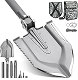 Zune Lotoo Survival Shovel Military Grade High Carbon Steel, 18 in 1 Multifunctional Folding Tactical Shovel Camping Gear for Men Outdoor Hiking Backpacking Off-Road Spade Emergency