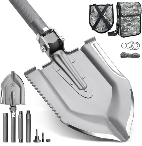 Zune Lotoo Survival Shovel Military Grade High Carbon Steel, 18 in 1 Multifunctional Folding...