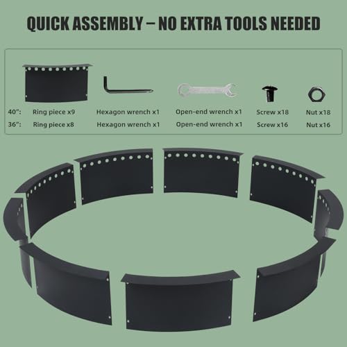 Smokeless Fire Pit Ring for Outside, 36 Inch Heavy Duty Metal Insert with Air Vents for Better Burn, Outdoor Firepit Ring for Backyard, Patio, Camping, Smokeless Wood Burning Use by YeeJinHong - Image 6
