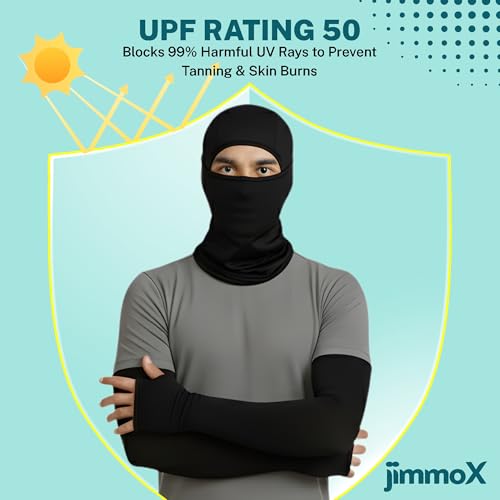 Image of Balaclava Full Face Mask with Arm Sleeves for Men & Women | UV Protection Cooling Combo for Bike Riding, Cycling, Running & Outdoor Sports | Breathable Quick Dry Stretchable Riding Gear