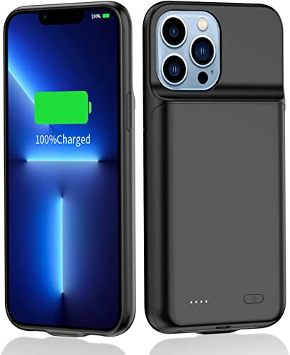 YISHDA Coque de protection pour iPhone 13 7000 mAh avec chargeur de batterie rechargeable portable pour iPhone 13 (6,1 pouces, noir) Cover