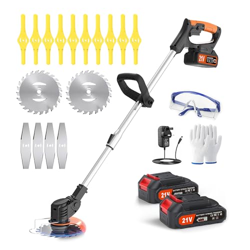 EVOKRYL 21V Cordless Grass Strimmer with 11000 RPM and 750W Motor Garden Strimmer Cordless with 2 Batteries 4.0Ah is the Perfect Partner for all Your Garden and Lawn Care Needs