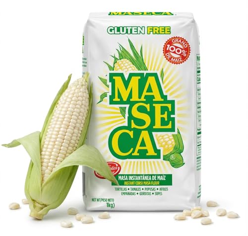 Maseca White Corn Flour 1kg - Gluten Free Masa Harina for Tortillas Tacos & Mexican Cooking - Nixtamalized Corn Tortilla Flour with Folic Acid - Authentic Masa Harina + Cheeroo Magnet