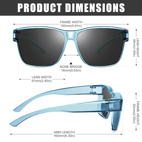 Image of Polarized Sunglasses Fit Over Glasses for Women Men, Oversized Square Sun Glasses UV400 Protection