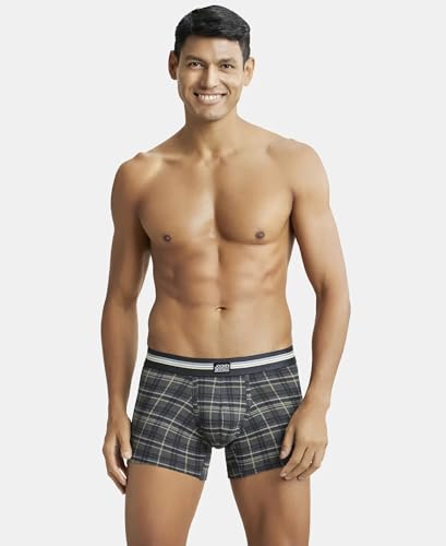 Image of Jockey UI21 Men's Super Combed Cotton Elastane Stretch Printed Trunk with Ultrasoft Waistband (Pack of 2 Colors & Prints May Vary)