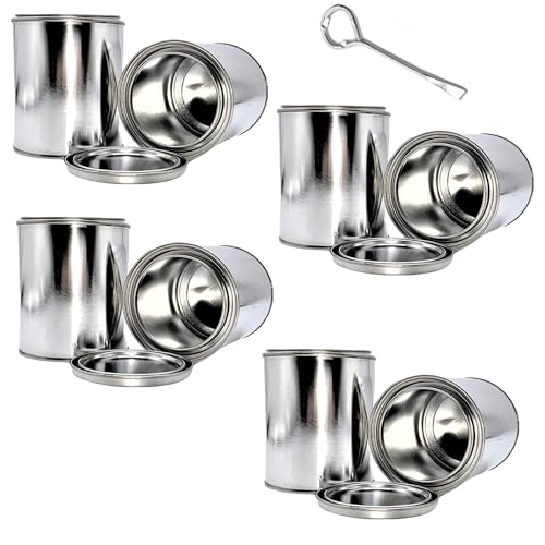 Blysk Empty Metal Paint Cans with Lids – 16 oz/Pint Size, Unlined, Airtight Seal, Can Opener Included 8 Pack