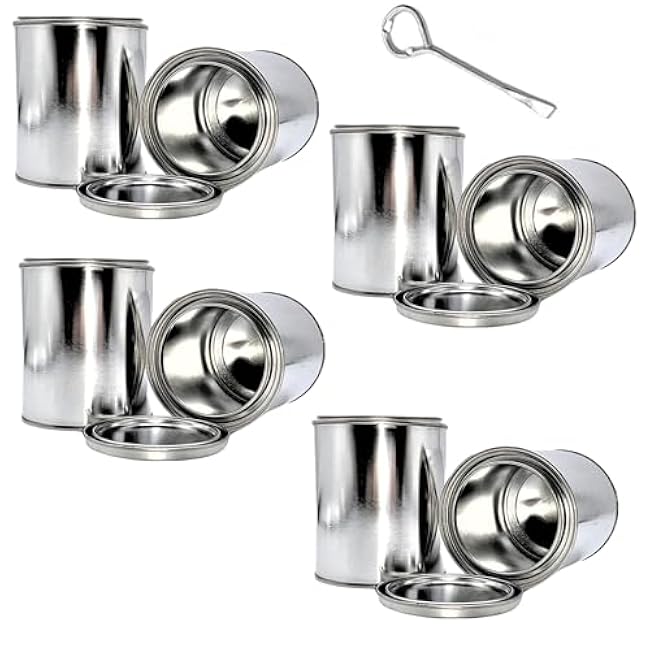 Empty Metal Cans with Lids ¨C 16?oz/Pint Size, Unlined, Airtight Seal, Can Opener Included 6 Pack