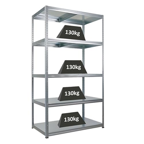 PROREGAL Metallregal Steel Eagle Steel Eagle 180x100x60cm Fachlast 130kg Verzinkt Schwerlastregal, Küchenregal, Kellerregal, Steckregal, Garagenregal, Lagerregal
