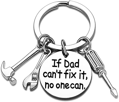 Dad Keychain Dad Gifts From Son Daughter Christmas Gift Keyring Father's Day Gift For Dad Papa Daddy (If dad can't fix it, no one can)