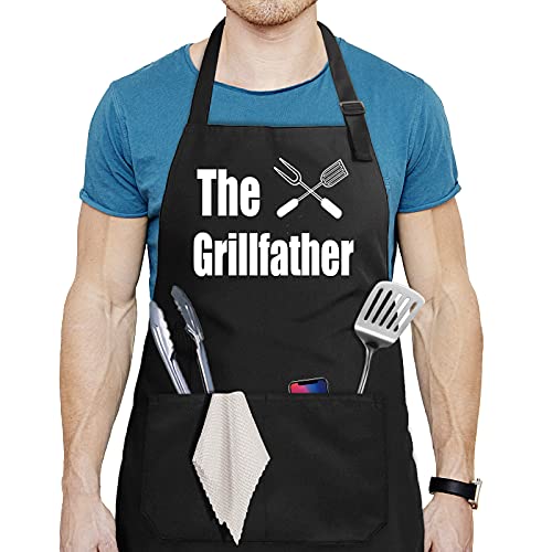 Jmyjtshdp Funny Apron For Men With 2 Pockets Adjustable Kitchen Chef Apron For Grilling Cooking Bbq Bib Apron Gifts Black Apron，Chef Gifts For Men, Dad, Husband, Boyfriend, Son. #TOP2
