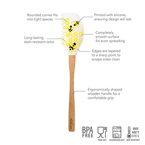Tovolo Spatulart Honeycomb Bee Spatula, Long-Lasting Color, Dishwasher Safe, Heat-Resistant 600ᴼF #TOP2