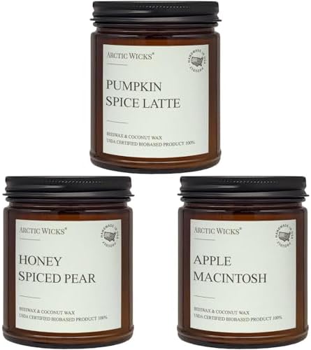 Arctic Wicks 3 Pack Fall Candles Honey Spiced Pear, Pumpkin Spice...