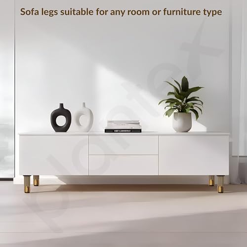Image of Plantex 4 Inch Sofa Leg for Bed Furniture /Aluminium Sofa Leg for Table /Support Legs /Furniture Leg - Pair of 4 (8 Piece) (DTS-77, Brass Antique & Gold)
