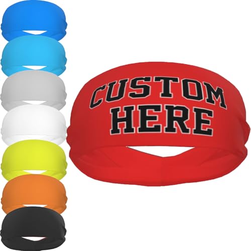 Image of Custom Sports Headband Custom Sweatband Bandana Add Your Image Logo Text Number. Bulk Custom Men Or Women Moisture Wicking Ventilate Elastic Headband