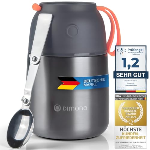 Dimono® Thermobehälter Warmhaltebehälter; Lunch-Box To-Go Lebensmittelbehälter Essensbehälter Speisegefäß aus Edelstahl (500 ml)