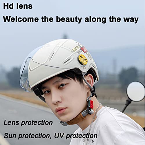 Dot Approved Motorcycle Half Helmet, With Sun Visor Open Face Helmet, For Four Seasons Multicolor Cruiser Moped Chopper Atv Fashion Scooter Helmet, For Adult Men And Women-A-52-62Cm #TOP5